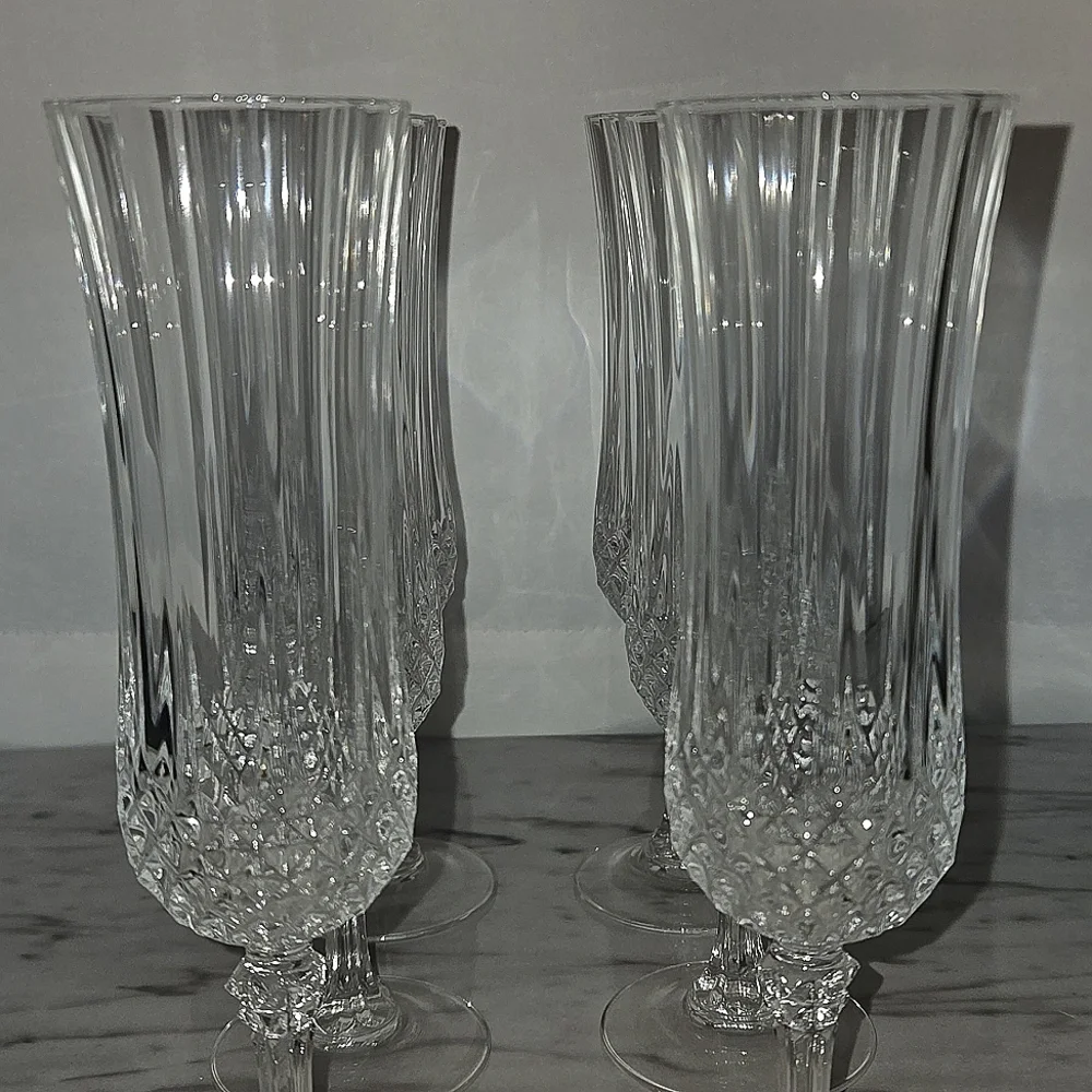 Vintage Cristal D'Arques Longchamp Champagne Flutes / Glasses - Picture 4 of 8
